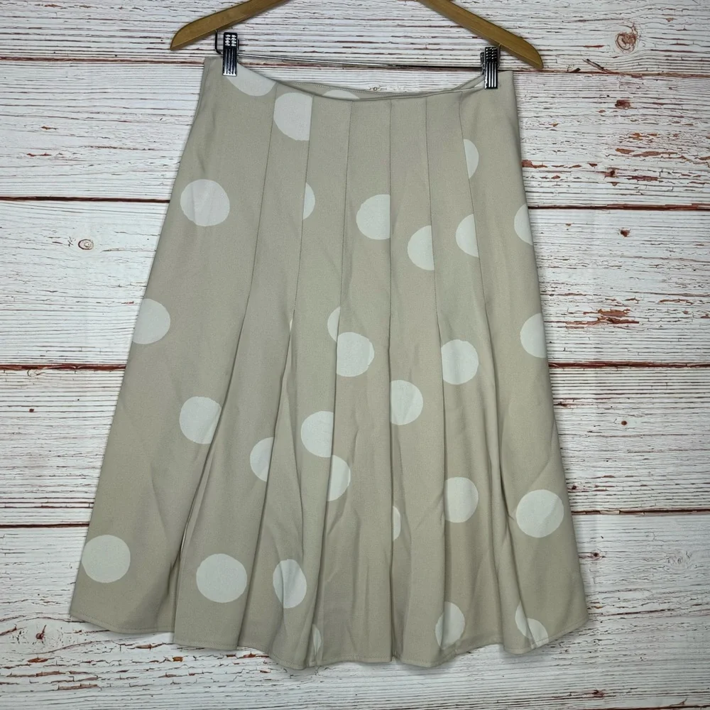 Proenza Schouler Pleated Polka Dot Crepe Wrap Skirt in Cream Sz 4 - Picture 9 of 13